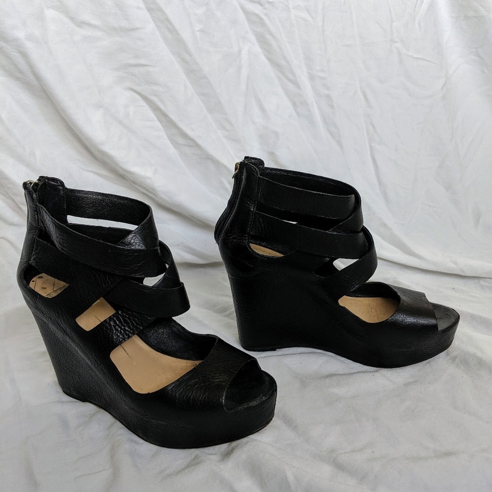 Dolce Vita Black Strappy Platform Wedge Heels